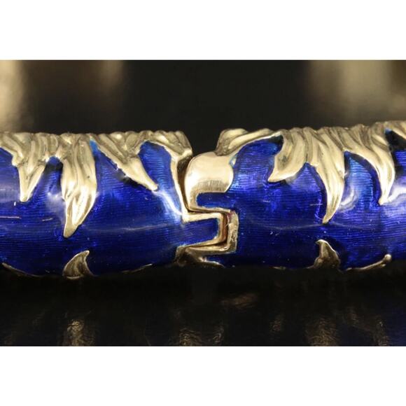 Vintage Cartier 18k Gold Blue Enamel Bangle Bracelet RARE - Picture 9 of 16